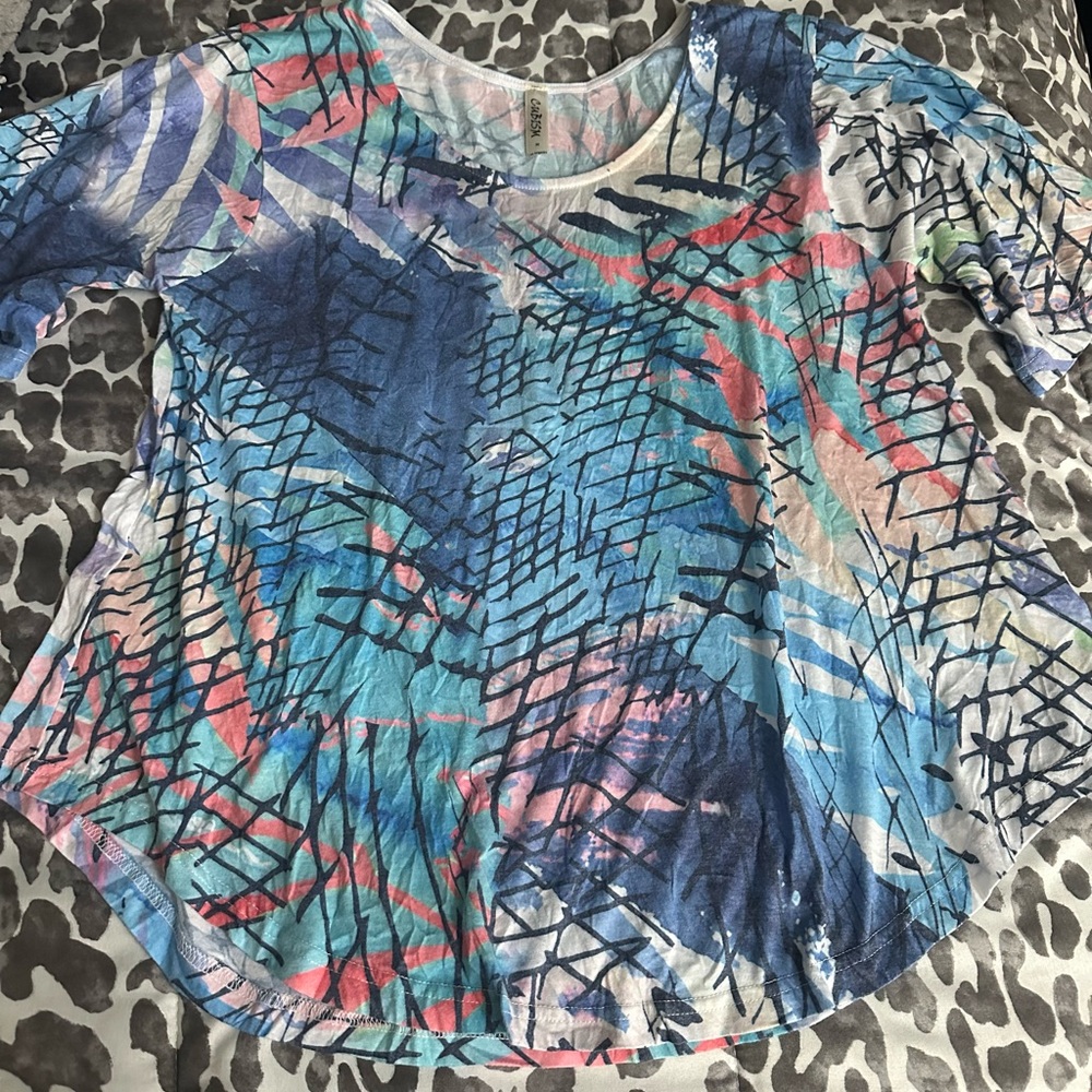 Cubism light top, 3/4 sleeve sz MD